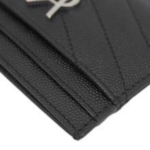 Load image into Gallery viewer, YVES SAINT LAURENT Cassandre Monogram Grain De Poudre Leather Card Holder Black
