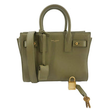 Load image into Gallery viewer, YVES SAINT LAURENT Sac De Jour Leather Shoulder Bag Olive Green
