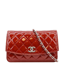 Load image into Gallery viewer, CHANEL Brilliant WOC Quilted Patent Leather Crossbody Wallet Red
