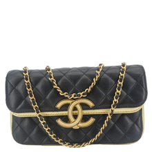 Load image into Gallery viewer, CHANEL CC Chic Double Flap Quilted Leather Shoulder Bag Black
