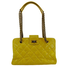 Load image into Gallery viewer, CHANEL Reissue Glazed Quilted Leather Tote Shoulder Bag Yellow
