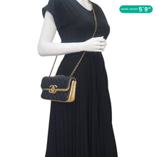 Load image into Gallery viewer, CHANEL CC Chic Double Flap Quilted Leather Shoulder Bag Black
