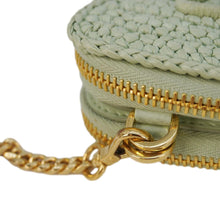 Load image into Gallery viewer, PRADA Triangle Logo Raffia Embroidered Leather Chain Pouch Green
