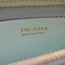 Load image into Gallery viewer, PRADA Triangle Logo Raffia Embroidered Leather Chain Pouch Green
