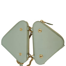 Load image into Gallery viewer, PRADA Triangle Logo Raffia Embroidered Leather Chain Pouch Green
