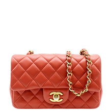 Load image into Gallery viewer, CHANEL Mini Rectangular Flap Quilted Leather Crossbody Bag Red
