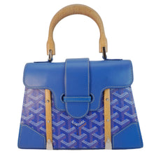 Load image into Gallery viewer, GOYARD Saigon Mini Chevron Print Coated Canvas Top Handle Shoulder Bag Blue
