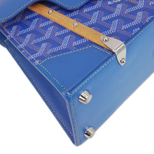 Load image into Gallery viewer, GOYARD Saigon Mini Chevron Print Coated Canvas Top Handle Shoulder Bag Blue
