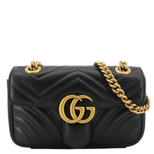 Load image into Gallery viewer, GUCCI GG Marmont Mini Black Leather Shoulder Bag - Front
