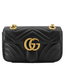 Load image into Gallery viewer, GUCCI GG Marmont Mini Leather Shoulder Bag Black 446744
