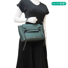 Load image into Gallery viewer, CELINE Micro Belt Grained Leather Shoulder Bag Green
