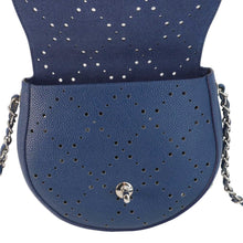 Load image into Gallery viewer, CHANEL Perforated Caviar Leather Messenger Bag Navy Blue
