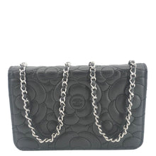 Load image into Gallery viewer, CHANEL Camellia Caviar Leather Wallet on Chain Shoulder Bag Black
