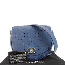 Load image into Gallery viewer, CHANEL Perforated Caviar Leather Messenger Bag Navy Blue
