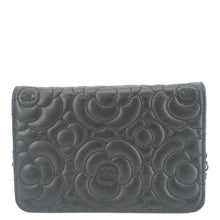 Load image into Gallery viewer, CHANEL Camellia Caviar Leather Wallet on Chain Shoulder Bag Black
