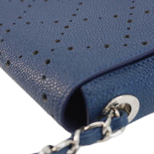 Load image into Gallery viewer, CHANEL Perforated Caviar Leather Messenger Bag Navy Blue
