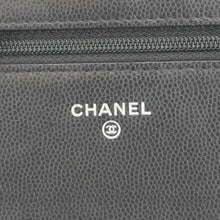 Load image into Gallery viewer, CHANEL Camellia Caviar Leather Wallet on Chain Shoulder Bag Black
