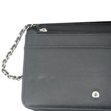 Load image into Gallery viewer, CHANEL Camellia Caviar Leather Wallet on Chain Shoulder Bag Black
