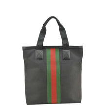 Load image into Gallery viewer, GUCCI Vertical Web Stripe Techno Canvas Black Tote Bag back side
