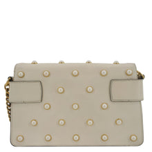 Load image into Gallery viewer, GUCCI Broadway Pearl Bee Mini Leather Shoulder Bag White 453778
