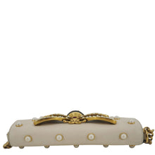 Load image into Gallery viewer, GUCCI Broadway Pearl Bee Mini Leather Shoulder Bag White 453778
