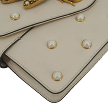 Load image into Gallery viewer, GUCCI Broadway Pearl Bee Mini Leather Shoulder Bag White 453778
