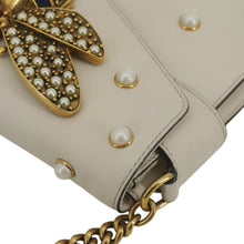 Load image into Gallery viewer, GUCCI Broadway Pearl Bee Mini Leather Shoulder Bag White 453778
