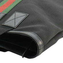 Load image into Gallery viewer, GUCCI Vertical Web Stripe Techno Canvas Black Tote Bag corner side
