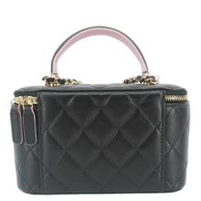 Load image into Gallery viewer, CHANEL Vanity Case Quilted Leather Top Handle Crossbody Bag Black
