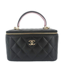 Load image into Gallery viewer, CHANEL Vanity Case Quilted Leather Top Handle Crossbody Bag Black
