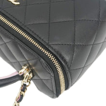 Load image into Gallery viewer, CHANEL Vanity Case Quilted Leather Top Handle Crossbody Bag Black

