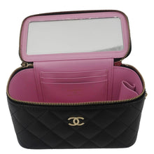 Load image into Gallery viewer, CHANEL Vanity Case Quilted Leather Top Handle Crossbody Bag Black
