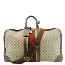 Load image into Gallery viewer, GUCCI Savoy Web Maxi GG Supreme Canvas Duffle Bag Beige 724567
