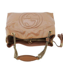 Load image into Gallery viewer, GUCCI Soho Medium Patent Leather Chain Tote Bag Beige 308982
