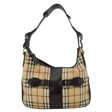 Load image into Gallery viewer, BURBERRY Haymarket Check House Canvas Buckle Shoulder Bag Dark Brown
