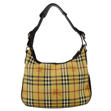 Load image into Gallery viewer, BURBERRY Haymarket Check House Canvas Buckle Shoulder Bag Dark Brown
