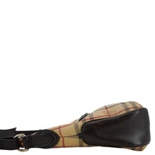 Load image into Gallery viewer, BURBERRY Haymarket Check House Canvas Buckle Shoulder Bag Dark Brown
