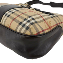 Load image into Gallery viewer, BURBERRY Haymarket Check House Canvas Buckle Shoulder Bag Dark Brown
