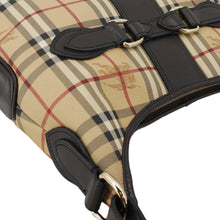 Load image into Gallery viewer, BURBERRY Haymarket Check House Canvas Buckle Shoulder Bag Dark Brown
