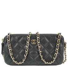 Load image into Gallery viewer, CHANEL Wallet on Chain Double Zip Caviar Leather Crossbody Bag Black
