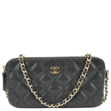Load image into Gallery viewer, CHANEL Wallet on Chain Double Zip Caviar Leather Crossbody Bag Black
