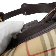 Load image into Gallery viewer, BURBERRY Haymarket Check House Canvas Buckle Shoulder Bag Dark Brown
