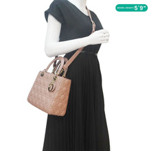 Load image into Gallery viewer, CHRISTIAN DIOR Lady Dior Medium Cannage Leather Crossbody Bag Rose Pink
