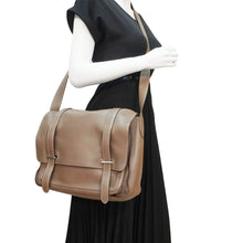 Load image into Gallery viewer, HERMES Steve Taurillon Clemence Leather Messenger Bag Brown
