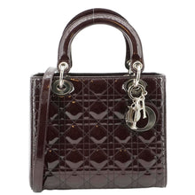 Load image into Gallery viewer, CHRISTIAN DIOR Lady Dior Quilted Patent Leather Shoulder Bag Burgundy
