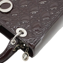 Load image into Gallery viewer, CHRISTIAN DIOR Lady Dior Quilted Patent Leather Shoulder Bag Burgundy

