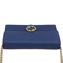 Load image into Gallery viewer, GUCCI Dollar Interlocking G Calfskin Leather Chain Wallet Crossbody Bag Blue 510314
