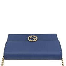 Load image into Gallery viewer, GUCCI Dollar Interlocking G Calfskin Leather Chain Wallet Crossbody Bag Blue 510314
