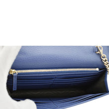 Load image into Gallery viewer, GUCCI Dollar Interlocking G Calfskin Leather Chain Wallet Crossbody Bag Blue 510314
