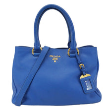 Load image into Gallery viewer, PRADA Vitello Daino Leather Tote Shoulder Bag Blue
